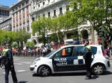 La polícia en la marcha en Madrid contra el capitalismo